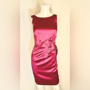 WOMAN'S OASIS LONDON Stretch Satin Burgundy Bodycon Dress, SZ 6- LT35